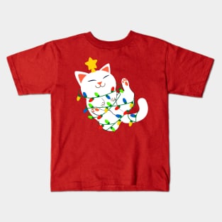 White Christmas Kitty Kids T-Shirt